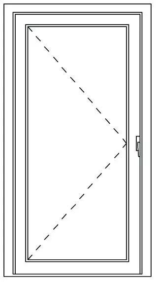 Plastové dveře 98x207 levé, barva ořech, 3 bodová bezpečnostní rozvora - technický nákres
